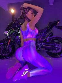 Yoga Party 紮染運動套裝 - 彩色 - 查看 9