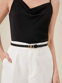 BizChic Crocodile Embossed Belt - Black - View 2