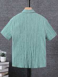 Boys Solid Pocket Patched Shirt Without Tee - Baby Blue - View 2