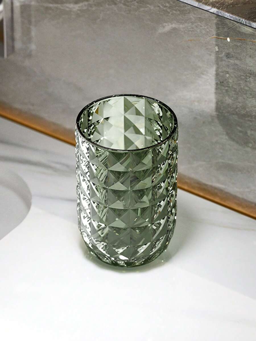 1pc Luxury Diamond Shaped Rinse Cup, Couple Tooth Mug - Dark Green - View 1