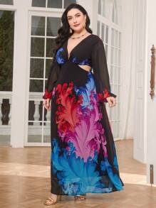 Modelyn Đầm Plus Size Hoa Boho - màu đen - Xem 6