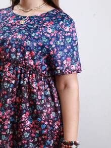 Allover Floral Print Smock Blouse - Multicolor - View 4