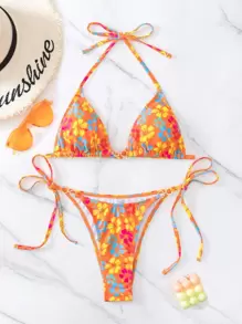 Swim Mod Bộ Bikini Nữ Thắt nút Hoa Tất cả trên in - Nhiều màu - Xem 1