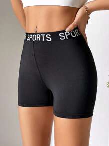 SHEIN PETITE Letter Graphic Biker Shorts