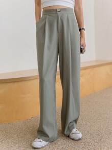 DAZY Solid Color Casual Business Suit Jacket & Pants Set For Women,Fall Clothes