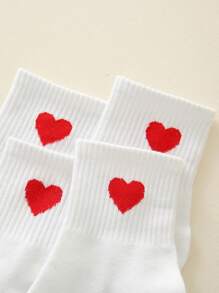 2pairs Heart Pattern Crew Socks - White - View 5