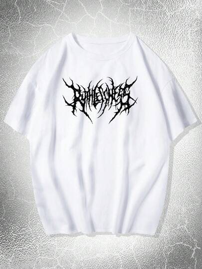 Goth Männer T-Shirt mit Buchstaben Grafik