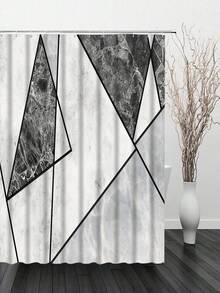 1pc Abstract Geometric Pattern Shower Curtain, Modern Polyester Waterproof Shower Curtain Liner For Bathroom - Multicolor - View 5