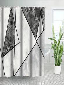 1pc Abstract Geometric Pattern Shower Curtain, Modern Polyester Waterproof Shower Curtain Liner For Bathroom - Multicolor - View 6