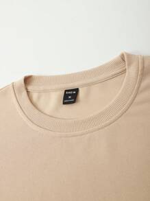 Claim Dot Oversized Men Slogan Graphic Drop Shoulder T-Shirt - Apricot - View 4