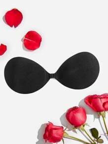 Sutien adeziv lipicios cu push-up invizibil pentru femei, negru, simplu, tricotat, fără spate, casual, confortabil, pentru rochii de petrecere, cu ridicare a rochiilor