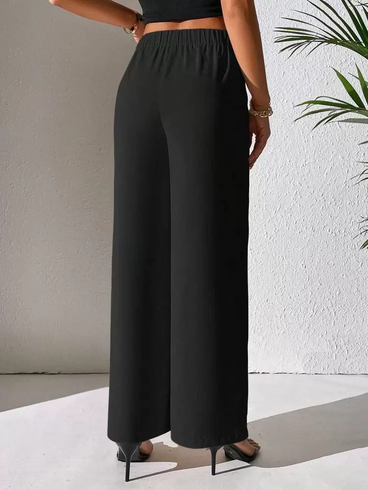 Solid Wide Leg Dress Pants