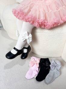 4雙女孩蝴蝶結裝飾休閒褲襪適用於日常 - 彩色 - 查看 8