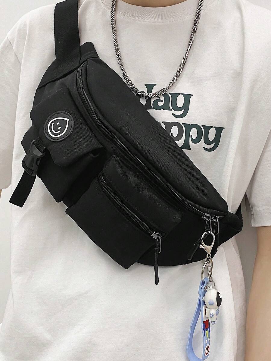 Fashion Casual Crossbody Bag Solid Chest Bag Nylon Minimalist For Travel With Adjustable Strap Fanny Pack Bum Bag Waist Bag Sport College School Shoulder Bag Rider Bag Black Bag Large Capacity Multi-Functional Vacation Side Bags Hip Bag Travel Essentials Holiday Essentials Bag Men Summer Back To School Belt Summer Bag Springbreak Bag Pack Belt Bag School Supplies Gym Bag Purse Side Bags Belts For Students Graduation Small Bag Body Bag Belt Bag For Men - Black - View 1