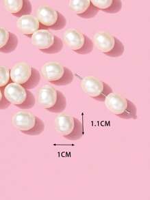 40pcs Tròn Ngọc trai Giả Hạt Với Dải phân cách Để làm đồ trang sức DIY - Màu be - Xem 3