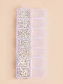 1 hộp Minimalist Multi-specie Ring Split DIY Phụ kiện trang sức để làm đồ trang sức DIY - Bạc - Xem 1