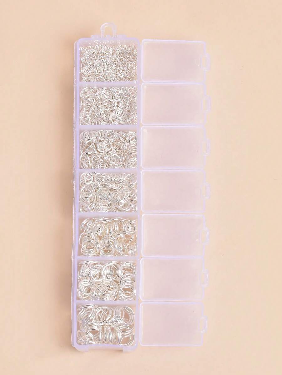 1 hộp Minimalist Multi-specie Ring Split DIY Phụ kiện trang sức để làm đồ trang sức DIY - Bạc - Xem 1