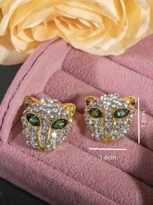 1对女士个性化金色豹纹耳钉，复古时尚风格，适合节日、派对和日常佩戴，母亲节礼物（无包装盒） - 金黃色 - 查看 4