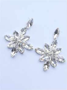 Bông tai thả trang trí bằng đá rhinestone - Bạc - Xem 2