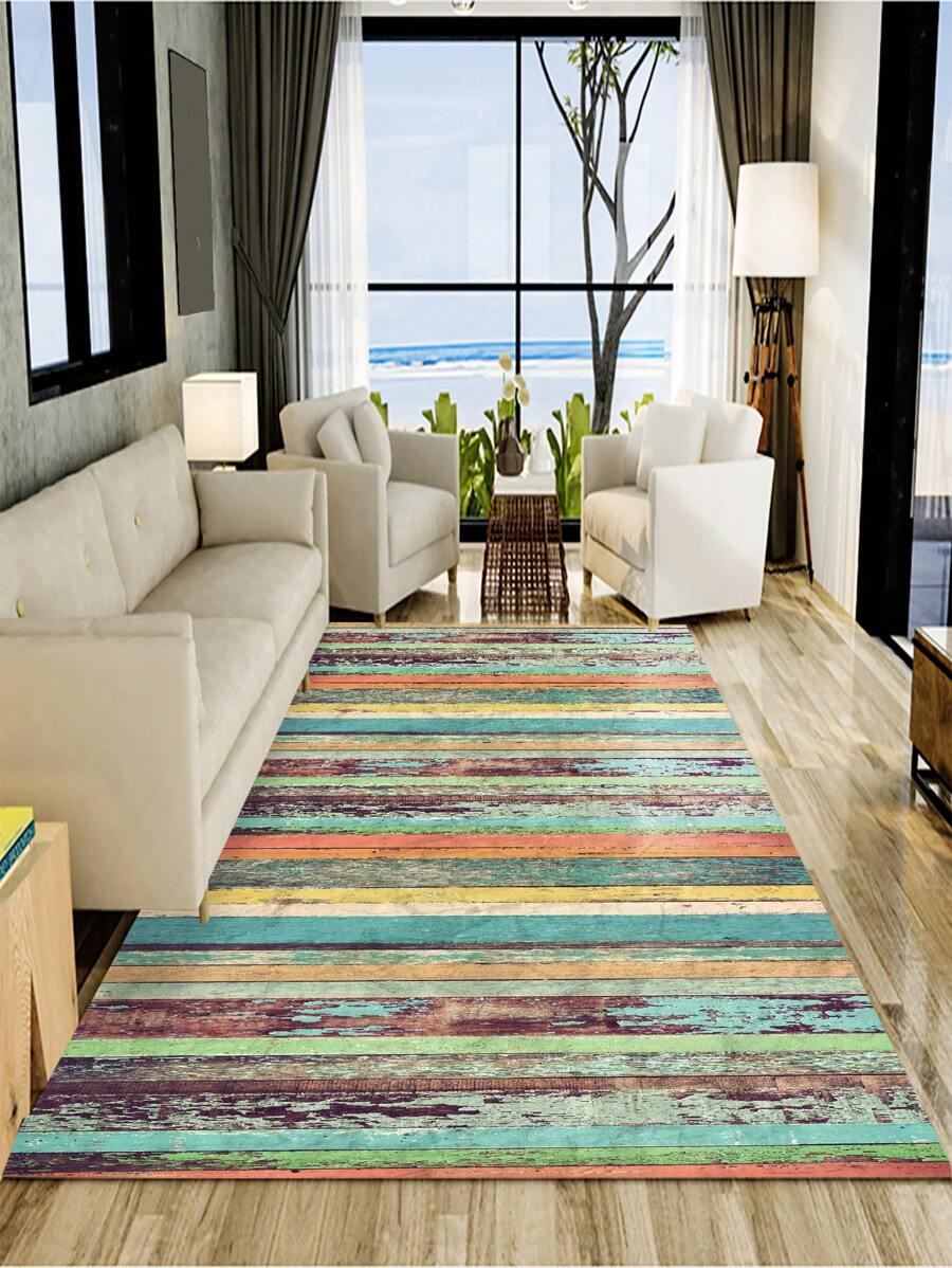 1 pieza Alfombra de dormitorio con patrón geométrico modernista poliéster para casa - Multicolor - Ver 1