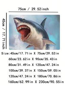 1pc Polyester Rug, Modernist Shark Print Floor Carpet For Living Room - Multicolor - View 3