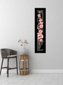 Kit De Bordado De Cruz Con Orquídea Rosa - Negro - Ver 2