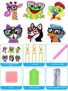 1set PMMA DIY Diamond Painting, Cute Cartoon Animal Pattern DIY Diamond Painting Without Frame For Craft - Multicolor - View 2