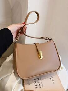 Fashionable Simple Design Shoulder Bag, Crossbody - Khaki - View 1