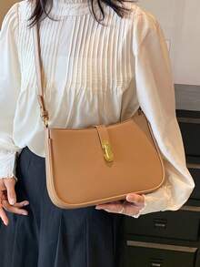 Fashionable Simple Design Shoulder Bag, Crossbody - Khaki - View 6