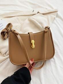 Fashionable Simple Design Shoulder Bag, Crossbody - Khaki - View 7