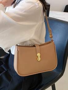 Fashionable Simple Design Shoulder Bag, Crossbody - Khaki - View 8