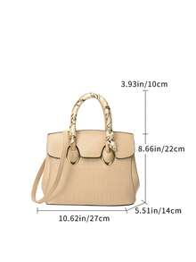 Túi Vuông Dập Nổi Cá Sấu Khăn Trang Trí PU - Màu Khaki - Xem 3