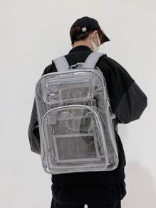 大号流浪包字母贴片索环孔眼细节日常万圣节圣诞节冬季圣诞礼物男士包单肩包斜挎包男士包 - 灰色 - 查看 2