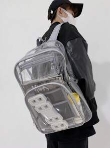 大号流浪包字母贴片索环孔眼细节日常万圣节圣诞节冬季圣诞礼物男士包单肩包斜挎包男士包 - 灰色 - 查看 3