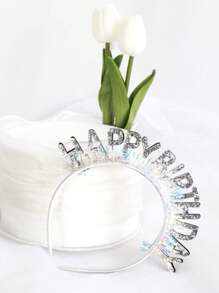 1pc Slogan Decor Party Headband - Silver - View 1