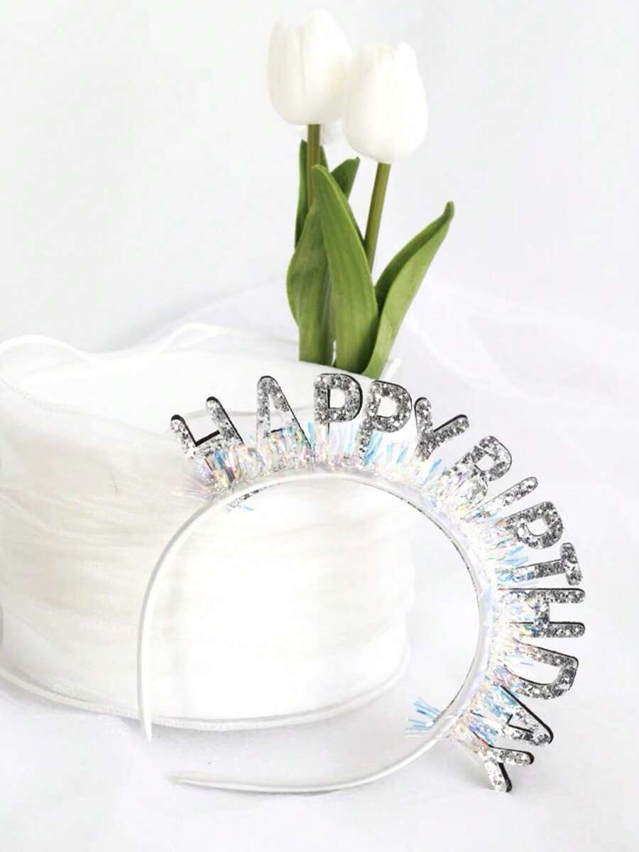 1pc Slogan Decor Party Headband - Silver - View 1