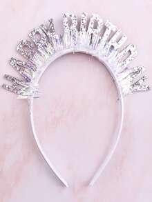 1pc Slogan Decor Party Headband - Silver - View 2