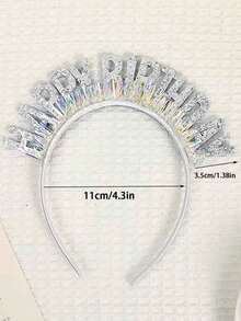 1pc Slogan Decor Party Headband - Silver - View 3