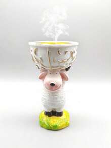 A Stylish Cartoon Lamb Holding A Lovely Atmosphere Valentine's Day Carnival New Year Holiday Gifts Desktop Ornaments Synthetic Resin Incense Burner Birthday Graduation