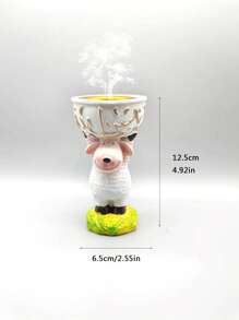 A Stylish Cartoon Lamb Holding A Lovely Atmosphere Valentine's Day Carnival New Year Holiday Gifts Desktop Ornaments Synthetic Resin Incense Burner Birthday Graduation