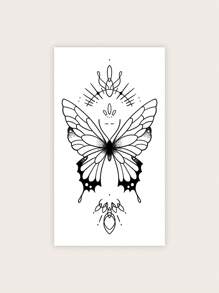 1 feuille Sticker de tatouages à motif papillon - Noir - Voir 2