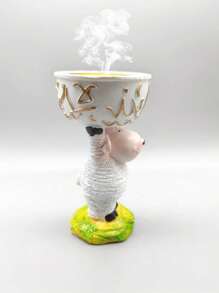 A Stylish Cartoon Lamb Holding A Lovely Atmosphere Valentine's Day Carnival New Year Holiday Gifts Desktop Ornaments Synthetic Resin Incense Burner Birthday Graduation