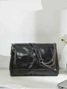 Minimalist Square Bag Medium Flap Black, Eye-Catching Work Bags For Women