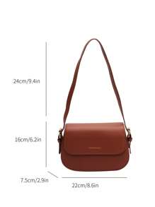 Letter Graphic Saddle Bag Small Flap - Brown - View 3