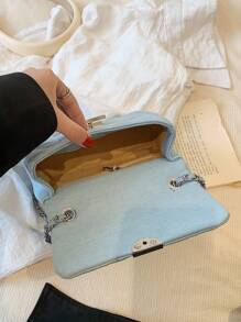 Túi vuông chần bông nắp nhỏ - Màu xanh lam - Xem 5