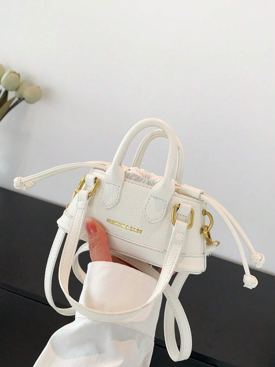 Túi đựng đồ họa chữ cái Thiết kế dây rút nhỏ - trắng - Xem 1