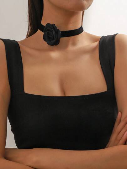 1 件时尚花朵装饰颈链，适合女士日常装饰情人节