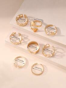 8 cái/bộ Nhẫn Trang Trí Trái Tim Hình Bướm Thời Trang Cho Nữ Trang Trí Hàng Ngày - Vàng - Xem 3