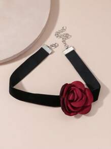 1 chiếc vòng cổ trang trí hoa thời trang dành cho phụ nữ để trang trí hàng ngày cho ngày lễ tình nhân, mẹ, mẹ, ngày của mẹ, quà tặng - Màu Đỏ Sâu - Xem 2