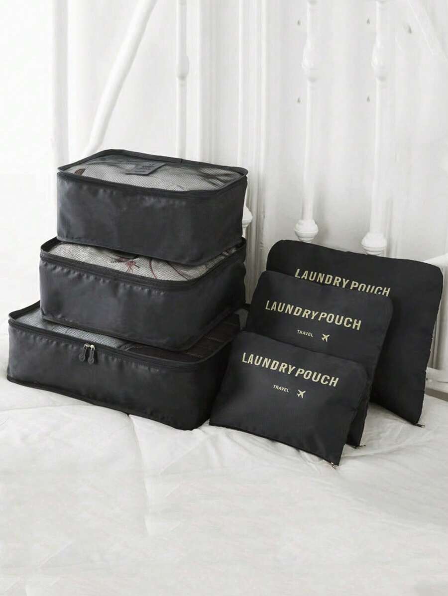 6 件套旅行收纳袋套装，用于衣物整理收纳袋衣柜手提箱袋旅行收纳袋衣服收纳袋，包装立方体套装学校用品学校用品学生房间装饰卧室装饰宿舍必需品学生老师返校用品